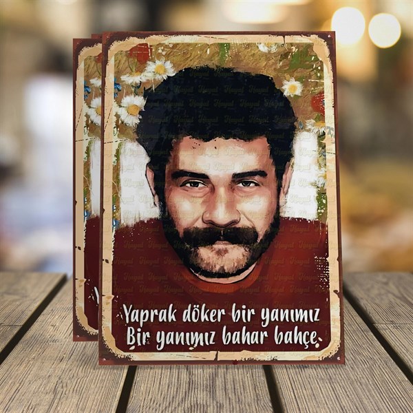 Ahmet Kaya Yaprak Döker Ahşap Retro