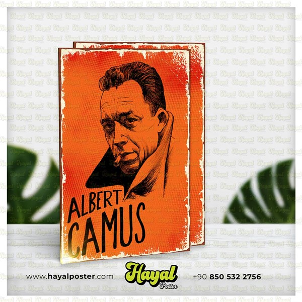Albet Camus Ahşap Poster