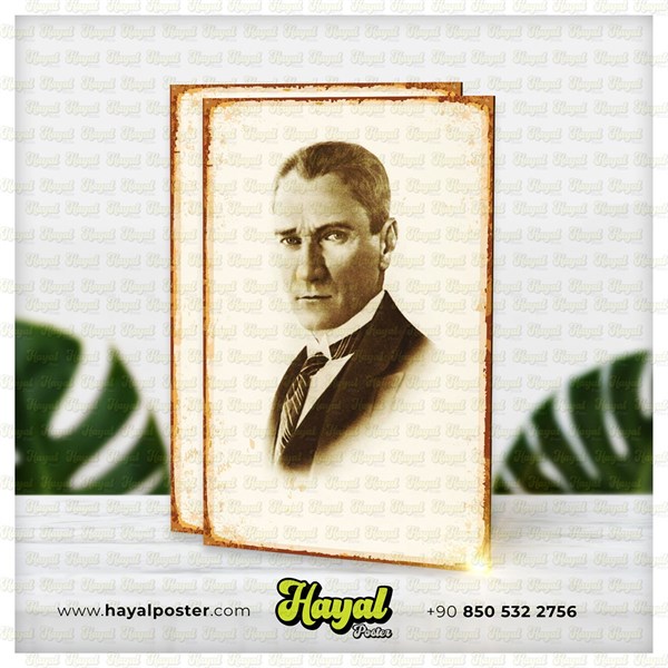 Atatürk Retro Vintage Ahşap Poster