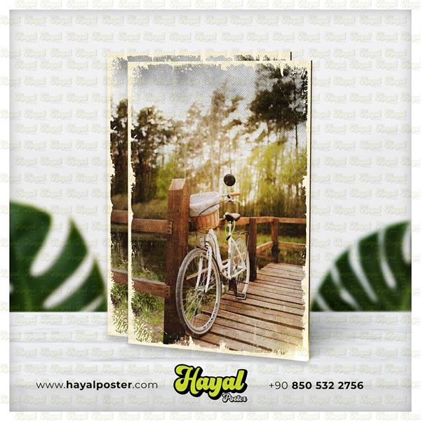 Retro Bisiklet  Doğa Temalı  Ahşap Poster