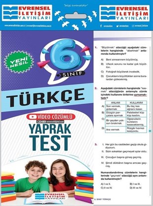 KolektifTürkçe6. Sınıf Türkçe Yeni Nesil Yaprak Test