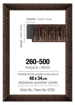 Art  Puzzle 260/500'lük Kahverengi 48 x 34 cm Puzzle Çerçevesi (30 mm)
