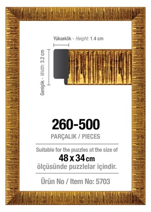 Art Puzzle 260/500'lük Altın 48 x 34 cm Puzzle Çerçevesi (30 mm)