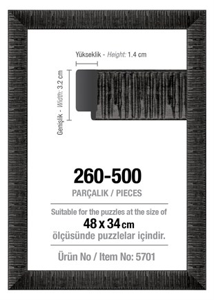 Art Puzzle 260/500'lük Siyah 48 x 34 cm Puzzle Çerçevesi (30 mm)