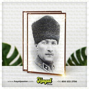 Kalpaklı Mustafa Kemal Atatürk Retro Vintage Ahşap Poster