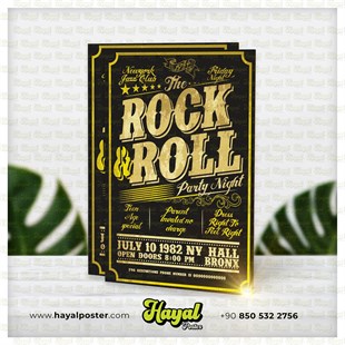 Rock Roll Retro Vintage Ahşap Poster