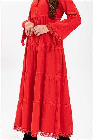 Seçil Pazen Uzun Elbise Kırmızı