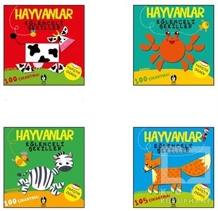 KolektifÇıkartmalı KitaplarHayvanlar Eğlenceli Şekiller 4 Kitaplık Set